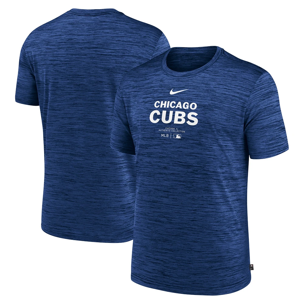 T-shirt Nike Royal Chicago Cubs Authentic Collection Velocity Performance pour homme