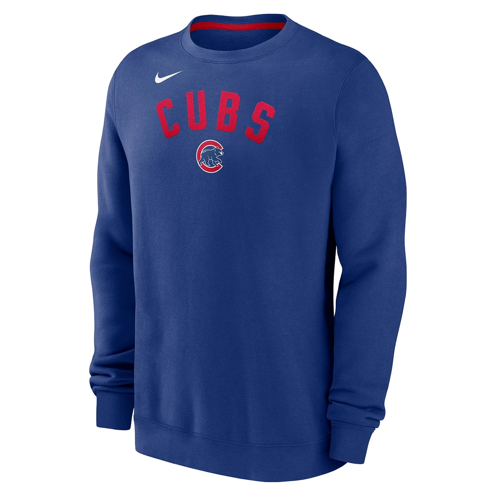 Sweat-shirt à enfiler en polaire classique Nike Royal Chicago Cubs Performance pour homme