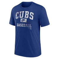 T-shirt Nike Royal Chicago Cubs Cooperstown Collection Arch Tri-Blend pour homme