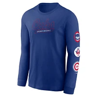 Men's Nike Royal Chicago Cubs Cooperstown Collection Knockout Long Sleeve T-Shirt