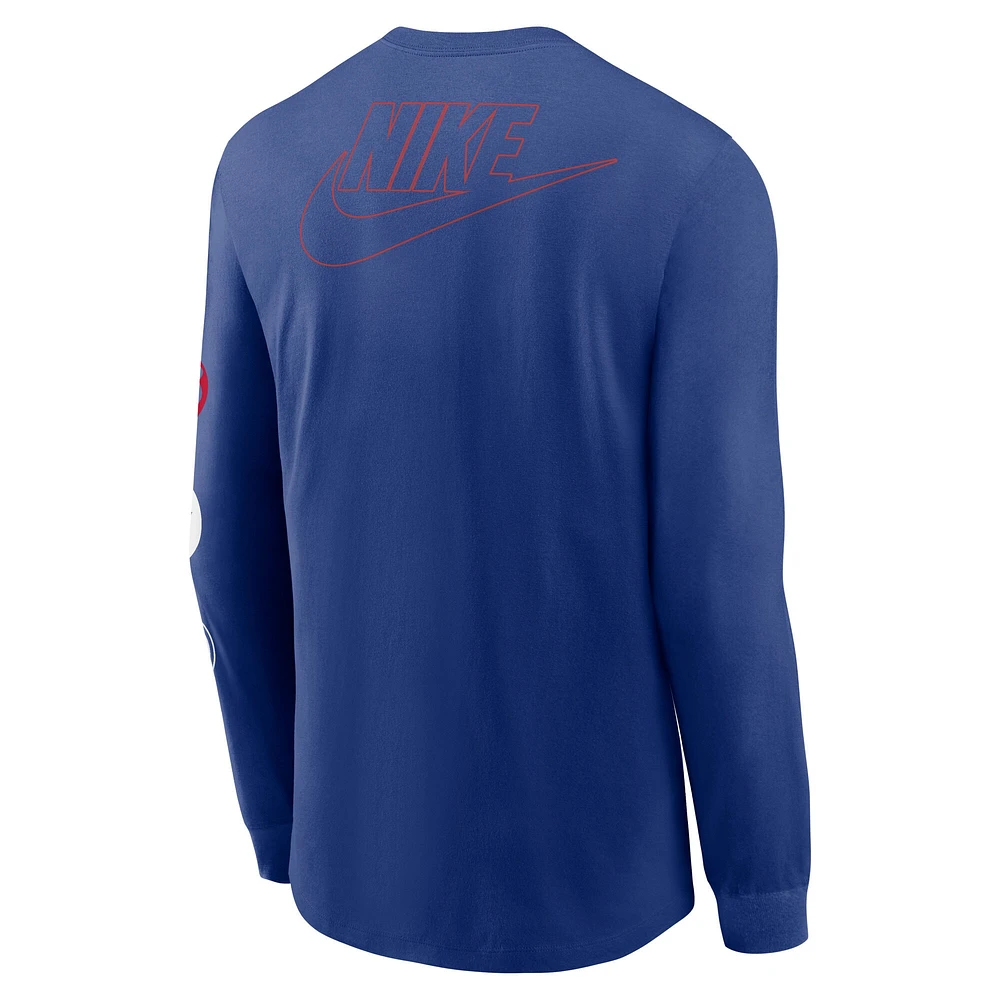 Men's Nike Royal Chicago Cubs Cooperstown Collection Knockout Long Sleeve T-Shirt