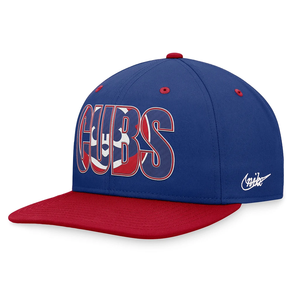 Casquette Nike Royal Chicago Cubs Cooperstown Collection Pro Snapback pour homme