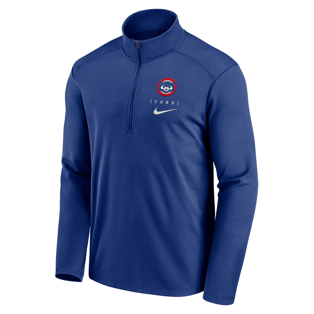 Haut à demi-zip Nike Royal Chicago Cubs Franchise Logo Pacer Performance pour homme