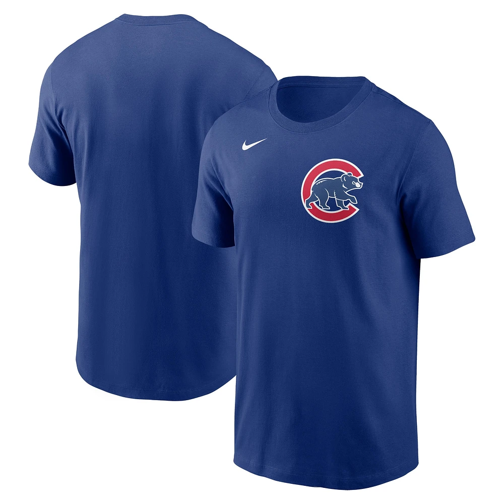 T-shirt Nike Royal Chicago Cubs Fuse avec le mot-symbole pour homme