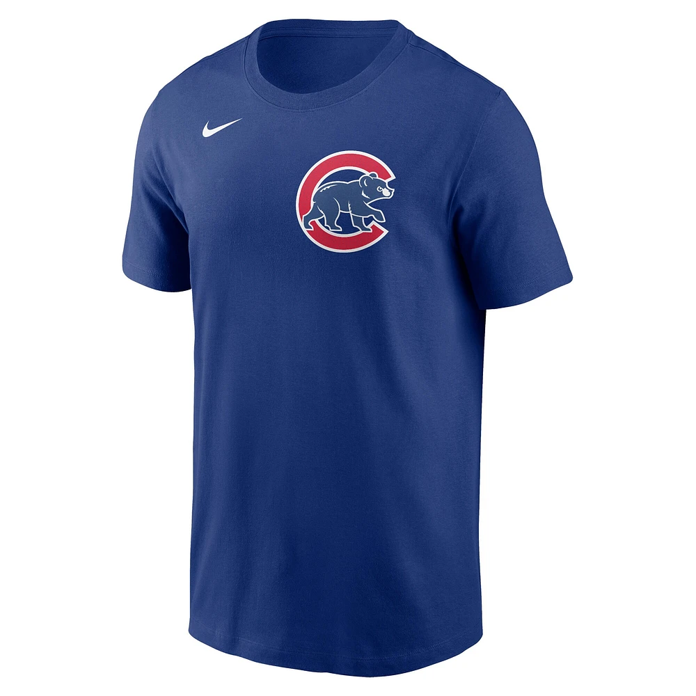 T-shirt Nike Royal Chicago Cubs Fuse avec le mot-symbole pour homme