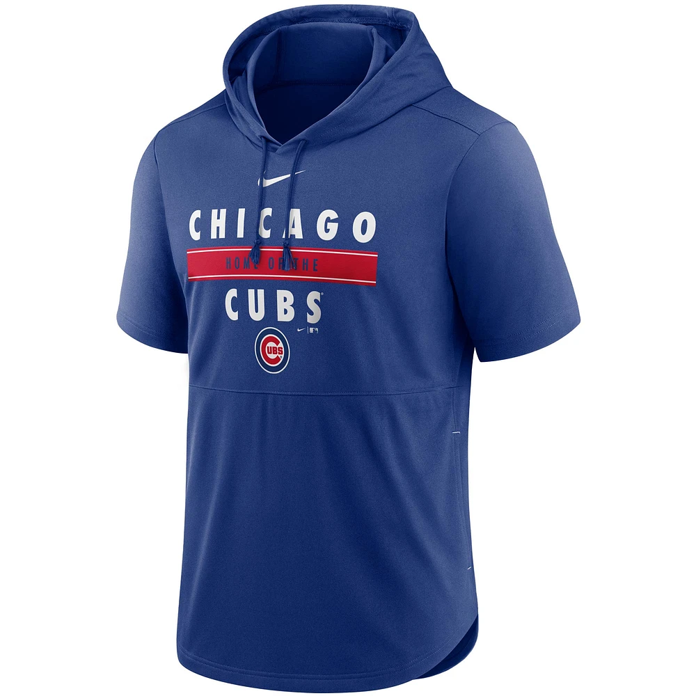 Haut à capuchon manches courtes pour homme Nike Royal Chicago Cubs Home Team