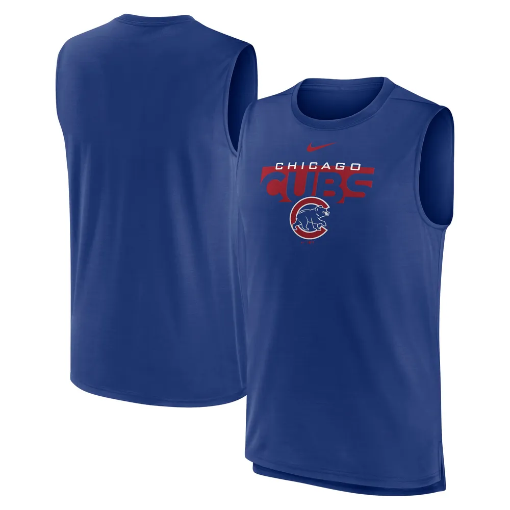 Débardeur musculaire Nike Royal Chicago Cubs Knockout Stack Exceed Performance pour homme