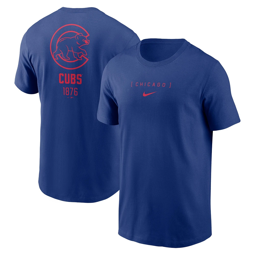 T-shirt Nike Royal Chicago Cubs avec grand logo dans le dos pour homme