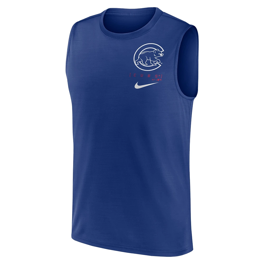 Débardeur musclé à grand logo Nike Royal Chicago Cubs pour homme