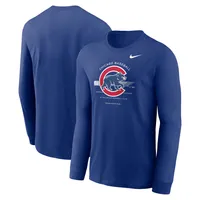 T-shirt à manches longues Nike Royal Chicago Cubs Over Arch Performance pour homme