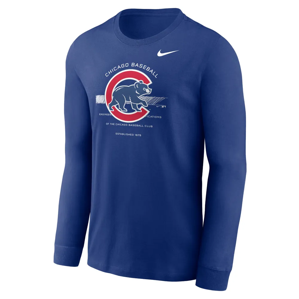 T-shirt à manches longues Nike Royal Chicago Cubs Over Arch Performance pour homme