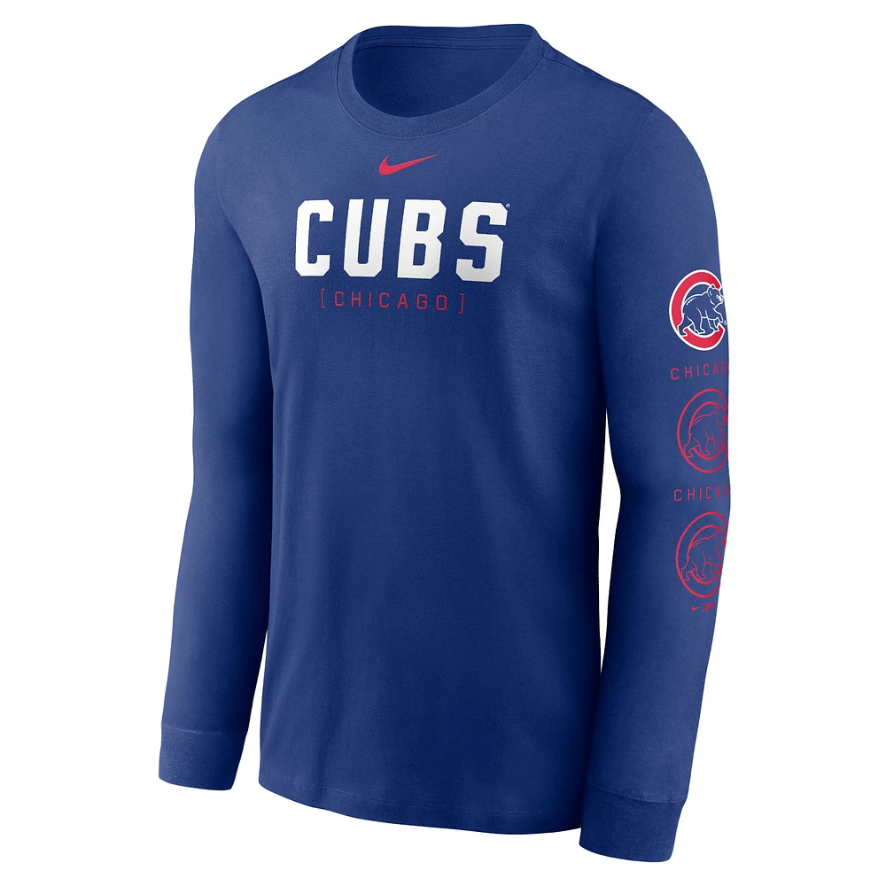 T-shirt à manches longues Nike Royal Chicago Cubs Repeater pour homme