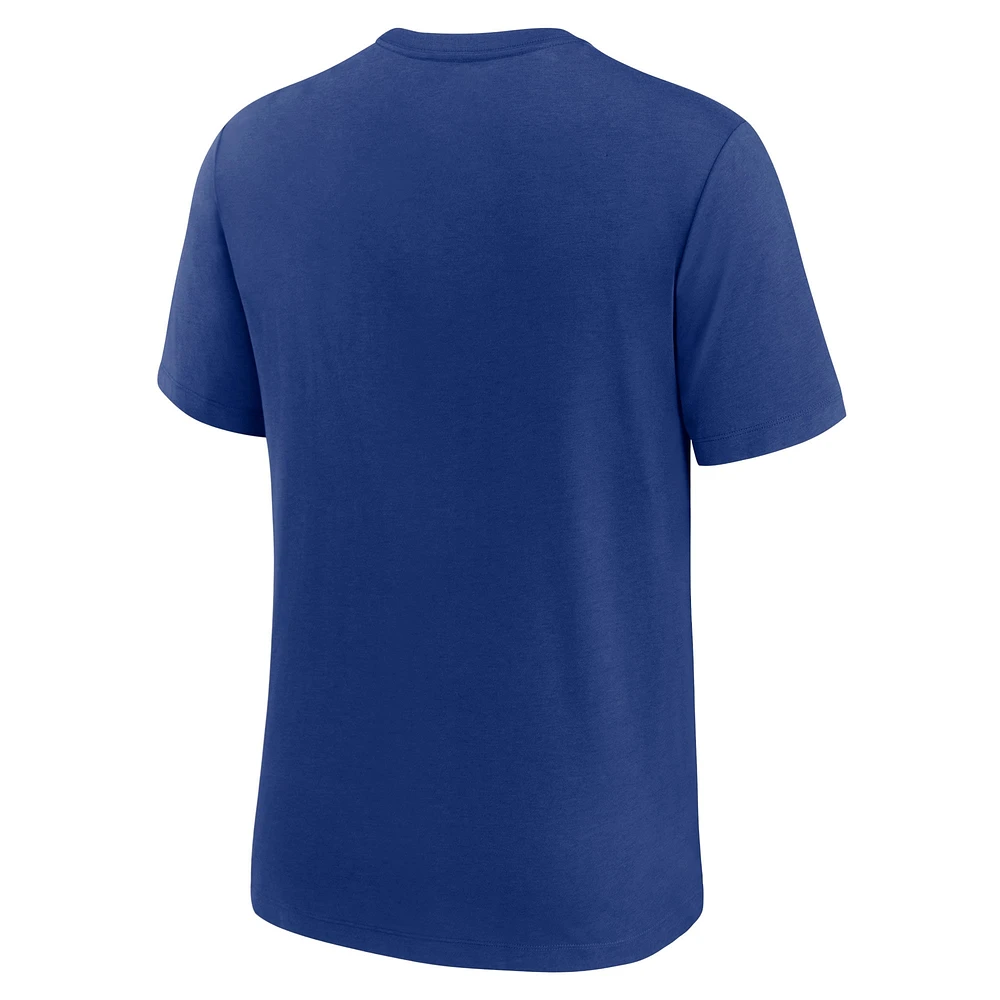 T-shirt Nike Royal Chicago Cubs Rewind rétro en trois mélanges pour homme