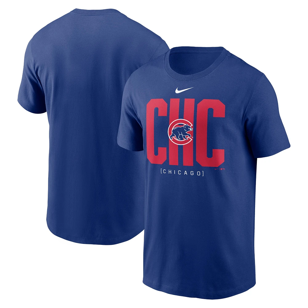 T-shirt Nike Royal Chicago Cubs avec tableau de bord pour homme