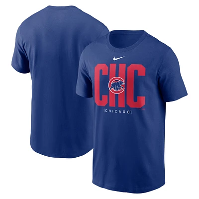 T-shirt Nike Royal Chicago Cubs avec tableau de bord pour homme