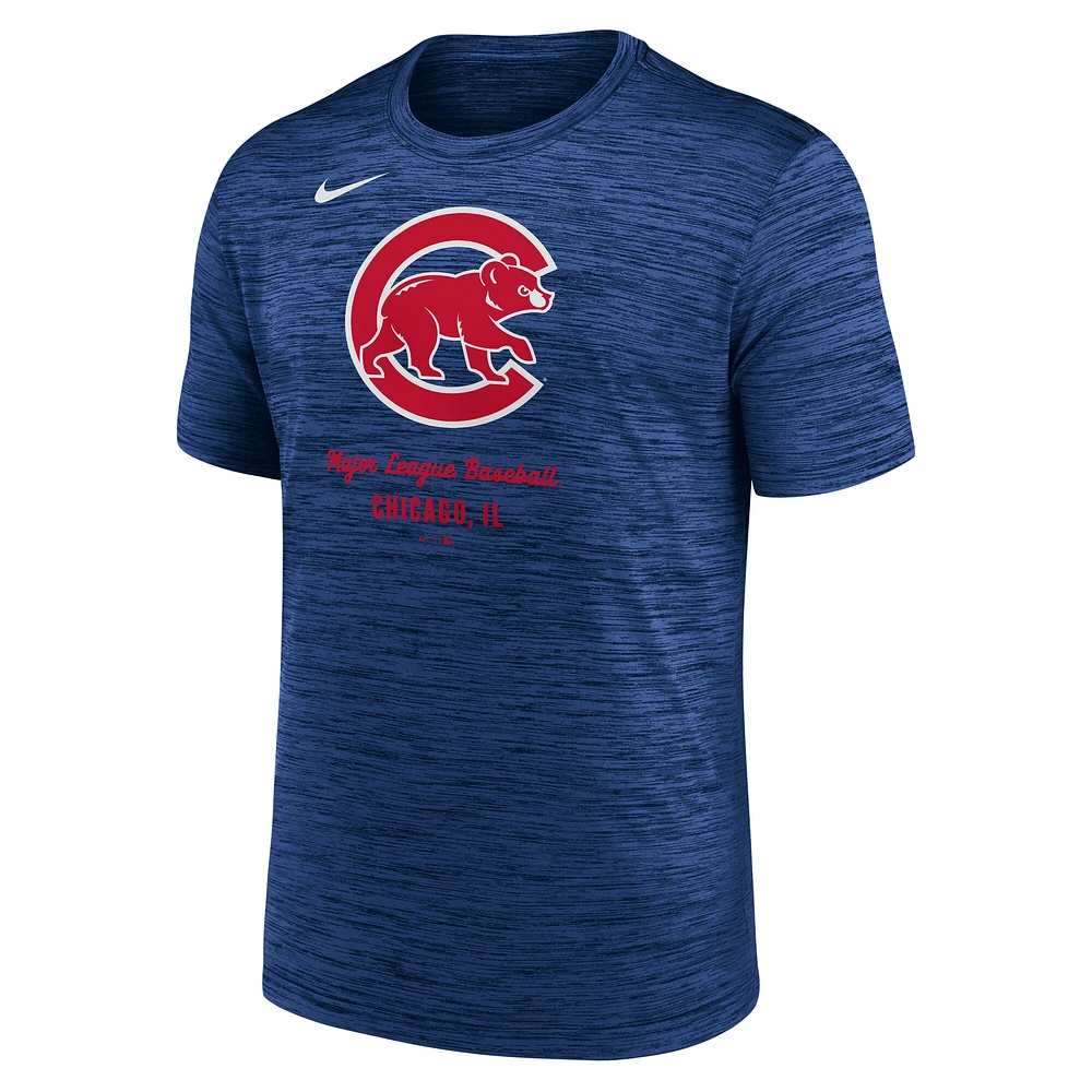 T-shirt Nike Royal Chicago Cubs Velocity Performance pour homme