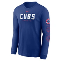 T-shirt à manches longues avec logo Nike Royal Chicago Cubs pour homme