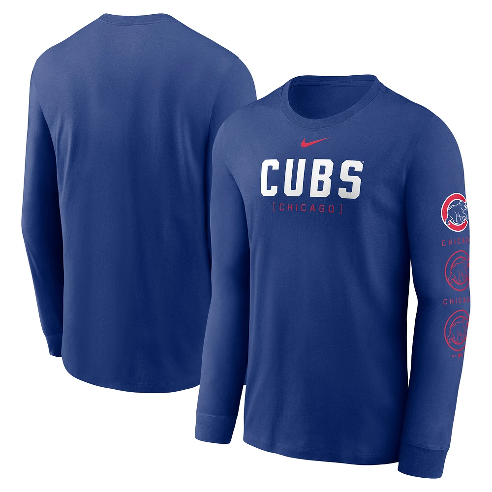 Men's Nike Royal Chicago Cubs Wordmark Logo Long Sleeve T-Shirt