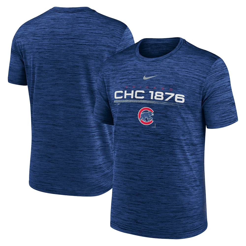 T-shirt Nike Royal Chicago Cubs Wordmark Velocity Performance pour homme