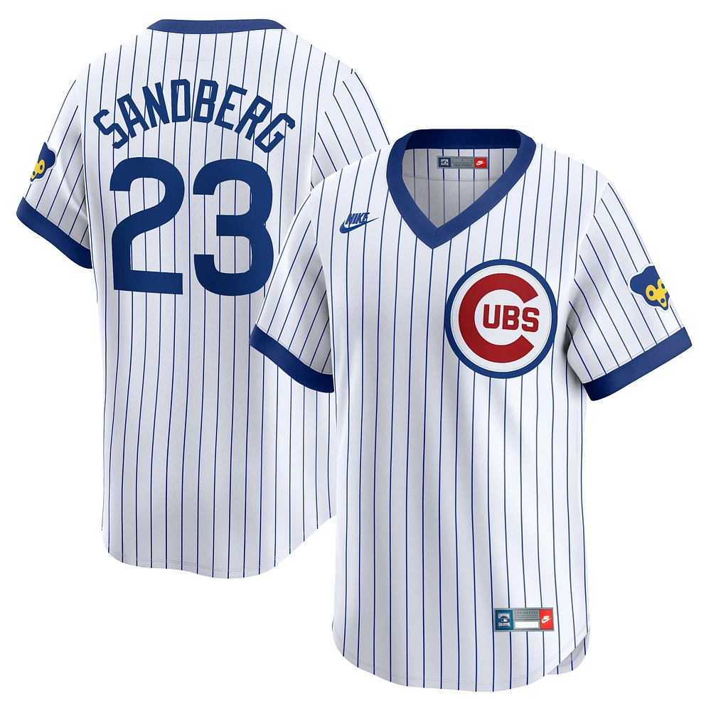 Maillot Nike Ryne Sandberg blanc Chicago Cubs Throwback Cooperstown Limited pour homme