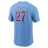 Men's Nike Seiya Suzuki Baby Blue Chicago Cubs  Fuse Name & Number T-Shirt