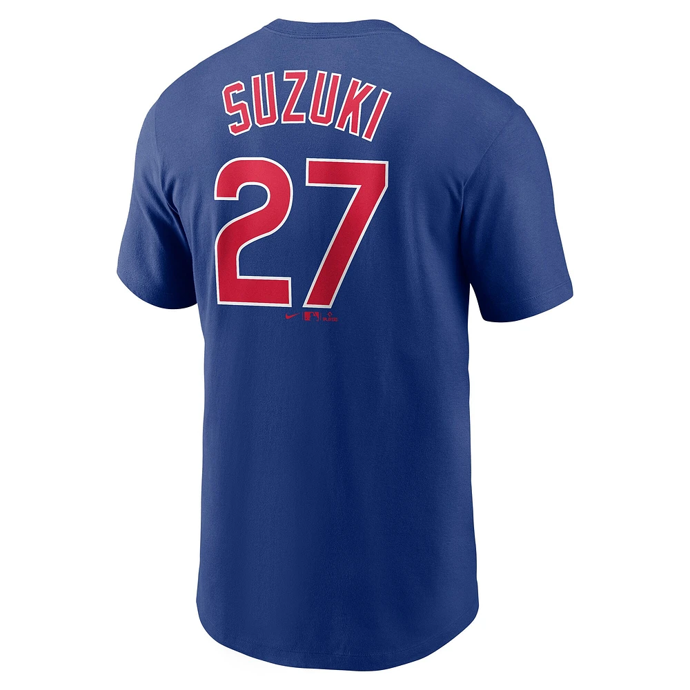 Men's Nike Seiya Suzuki Royal Chicago Cubs Player Name & Number T-Shirt