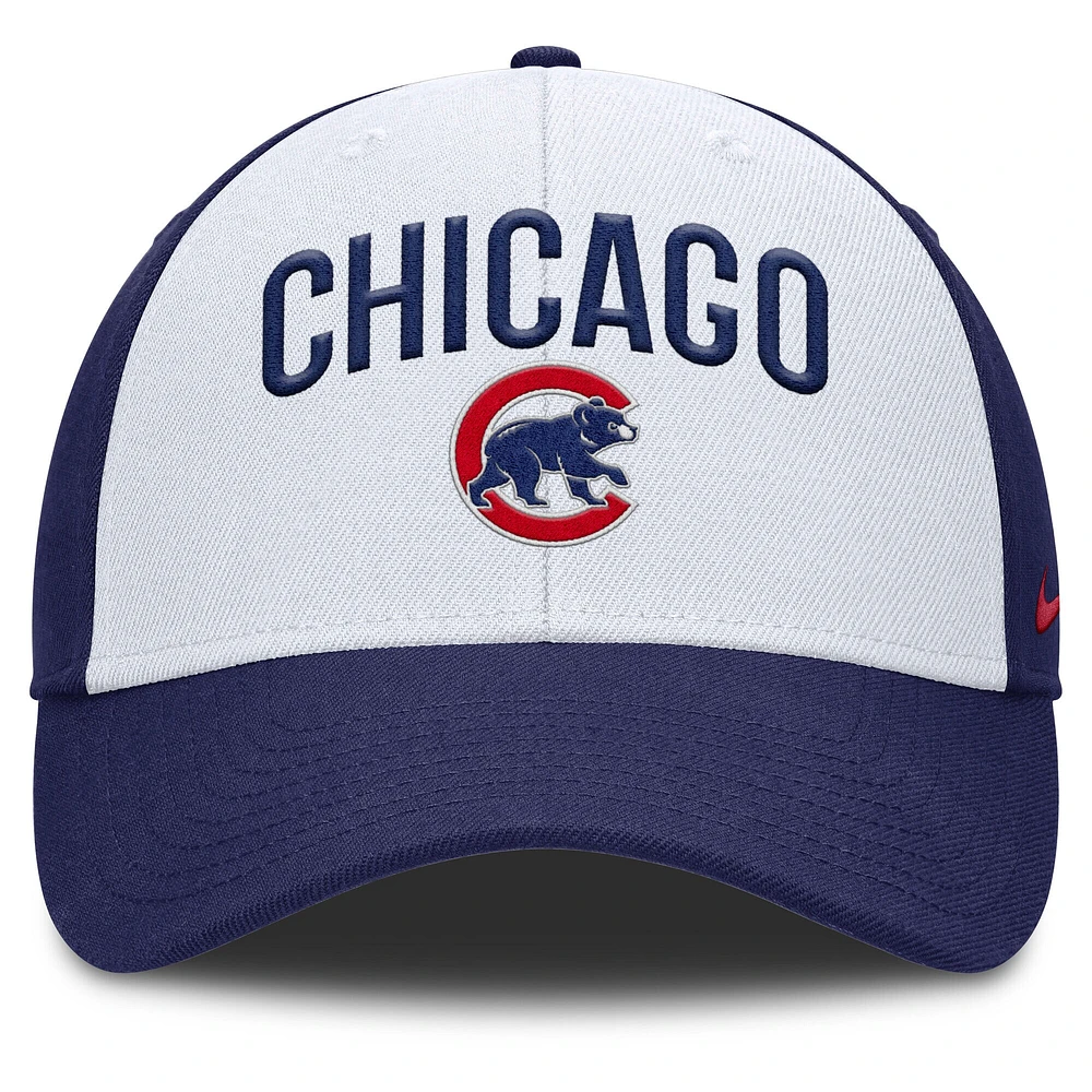 Casquette ajustable Nike Chicago Cubs Club Performance pour homme, blanche/bleue