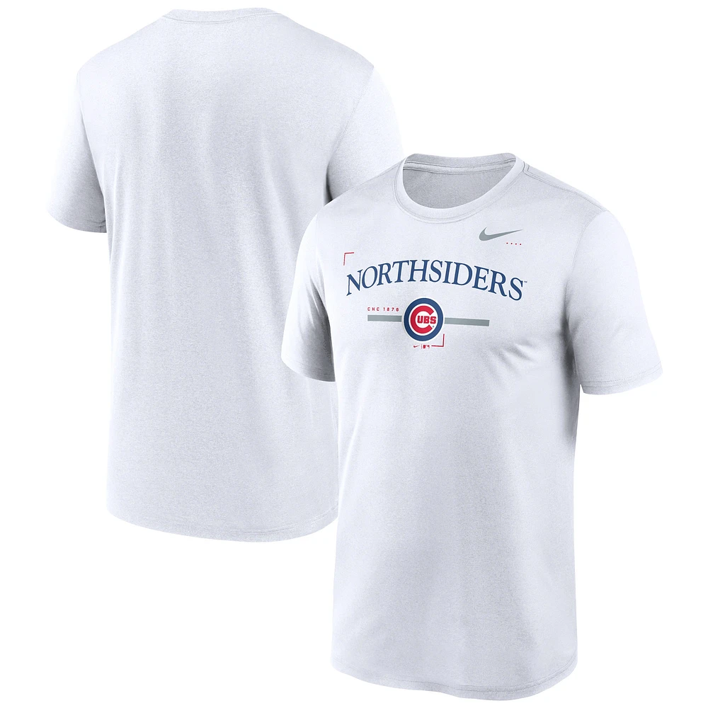 T-shirt d'entraînement Nike blanc pour homme Chicago Cubs Local Legend