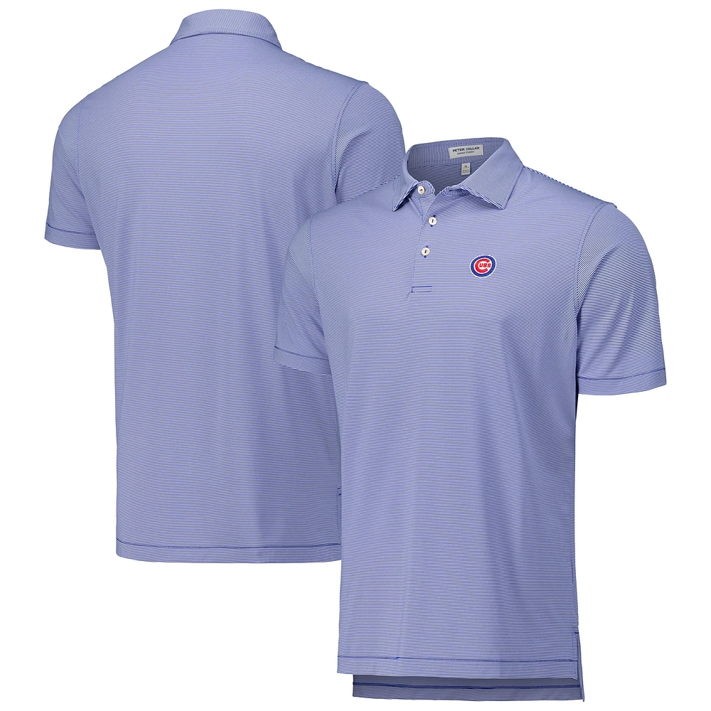 Polo en jersey extensible à rayures Jubilee Peter Millar Royal Chicago Cubs pour hommes