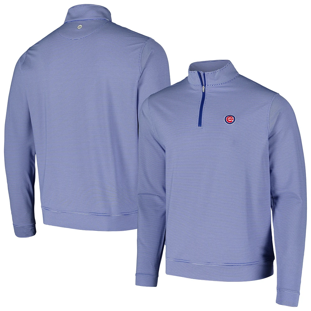 Men's Peter Millar Royal Chicago Cubs Perth Sugar Stripe Performance Quarter-Zip Top