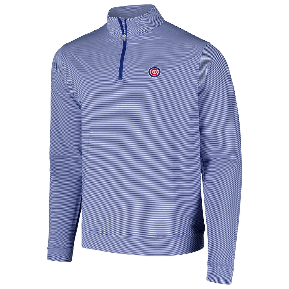 Men's Peter Millar Royal Chicago Cubs Perth Sugar Stripe Performance Quarter-Zip Top