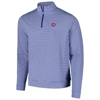 Haut à fermeture éclair quart de performance Peter Millar Royal Chicago Cubs Perth Sugar Stripe pour hommes