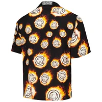 Chemise boutonnée noire Chicago Cubs Flame Fireball pour homme