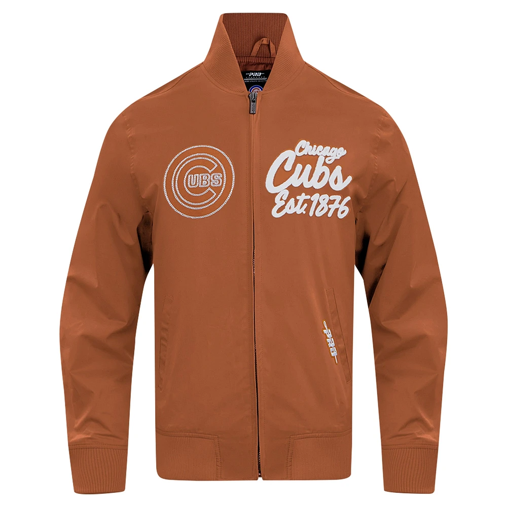 Veste entièrement zippée en sergé Pro Standard marron des Chicago Cubs Paint The City pour hommes