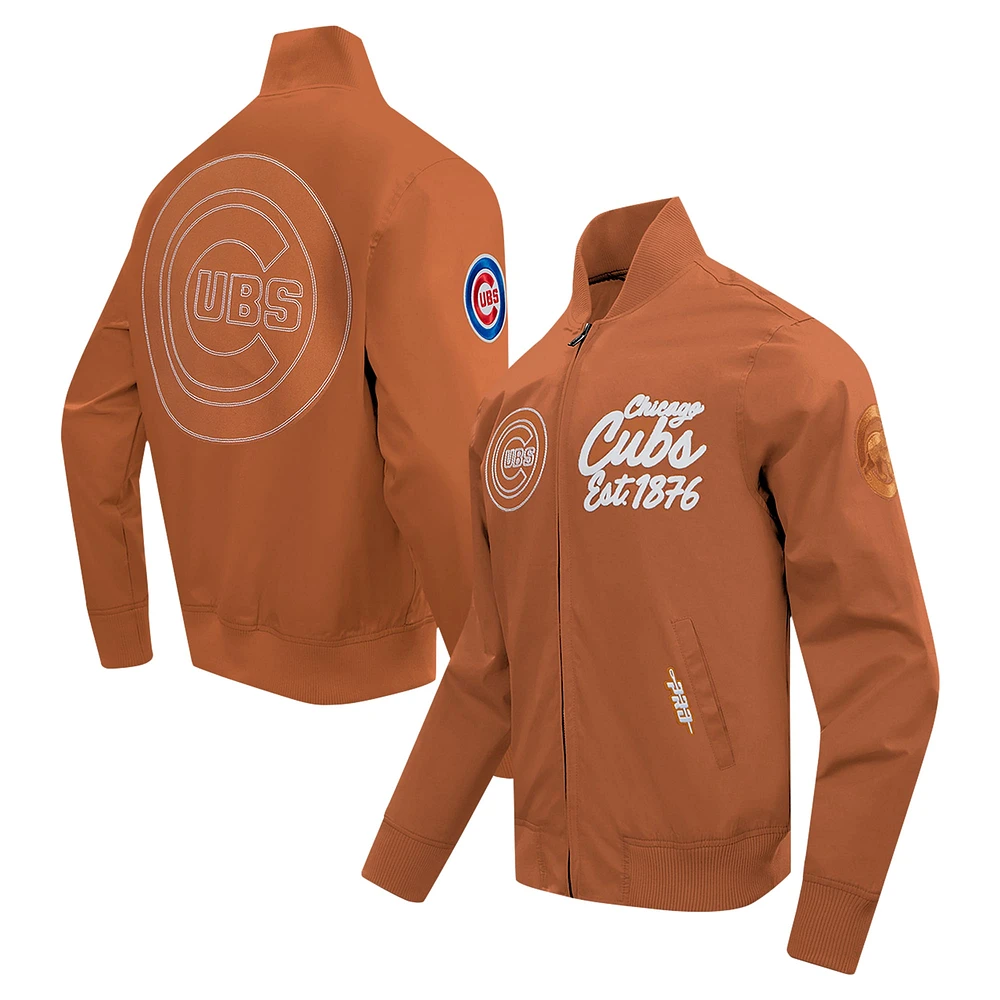 Veste entièrement zippée en sergé Pro Standard marron des Chicago Cubs Paint The City pour hommes