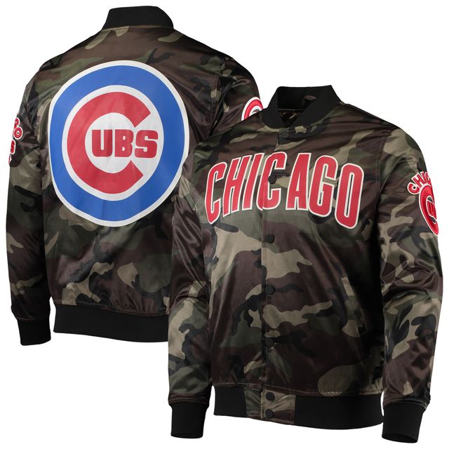 Veste à boutons-pression intégrale en satin Chicago Cubs Pro Standard Camo pour homme