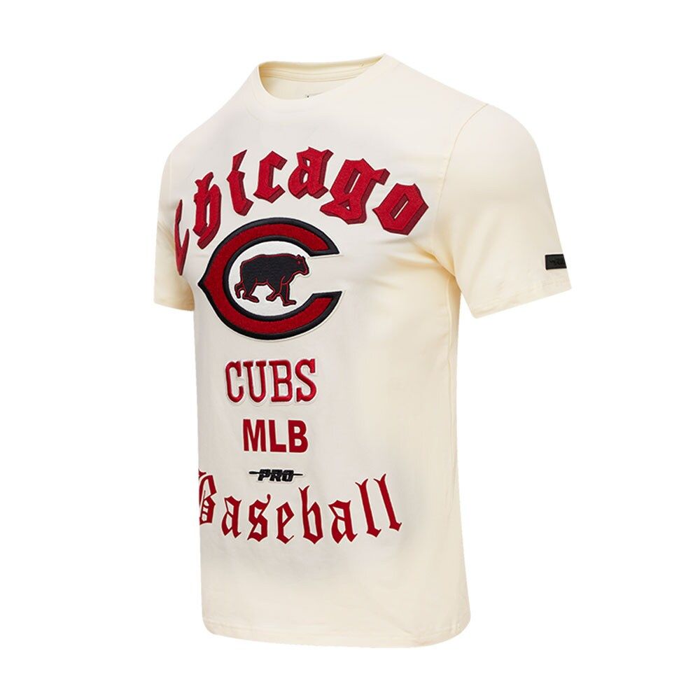 Men's Pro Standard Cream Chicago Cubs Cooperstown Collection Old English T-Shirt