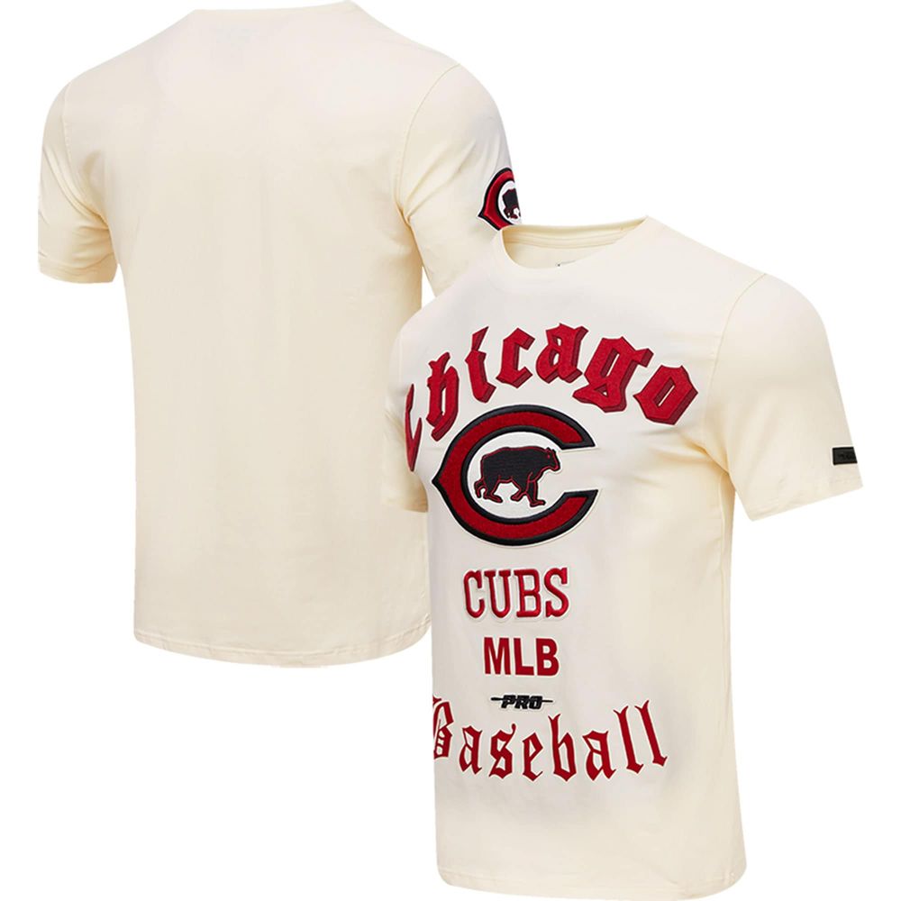 Men's Pro Standard Cream Chicago Cubs Cooperstown Collection Old English T-Shirt