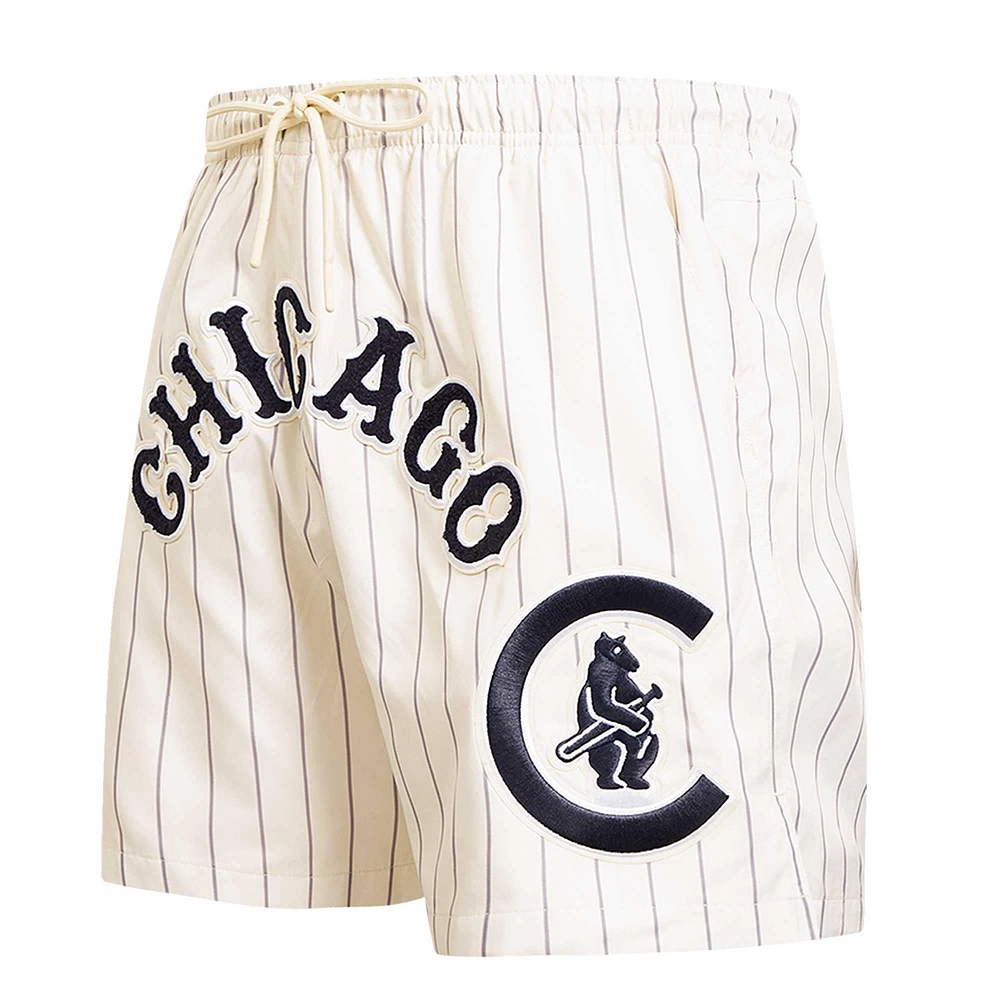 Men's Pro Standard Cream Chicago Cubs Pinstripe Retro Classic Woven Shorts