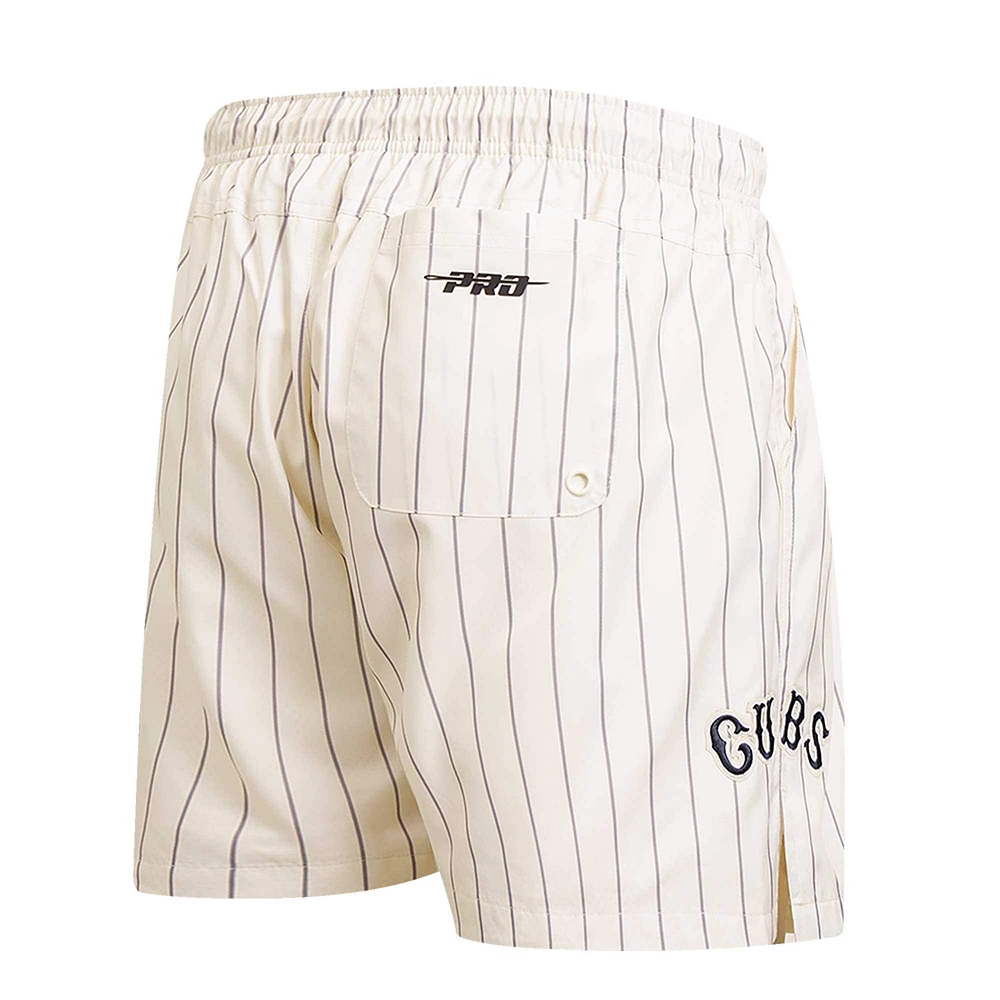 Men's Pro Standard Cream Chicago Cubs Pinstripe Retro Classic Woven Shorts