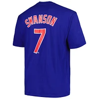 Profil pour homme Dansby Swanson Royal Chicago Cubs Big & Tall Nom et numéro T-shirt