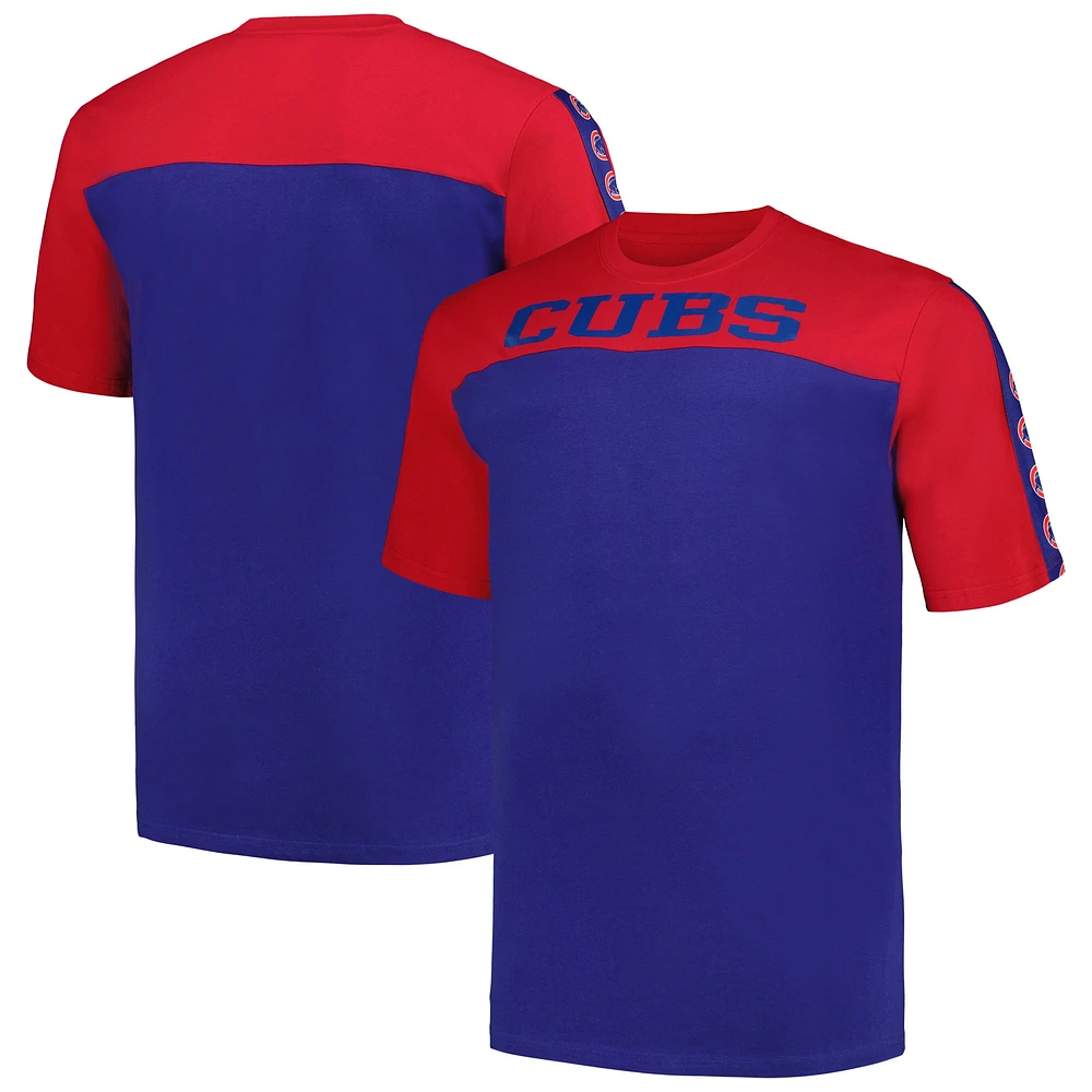 T-shirt en tricot à empiècement Big & Tall Chicago Cubs Profile rouge/royal pour homme