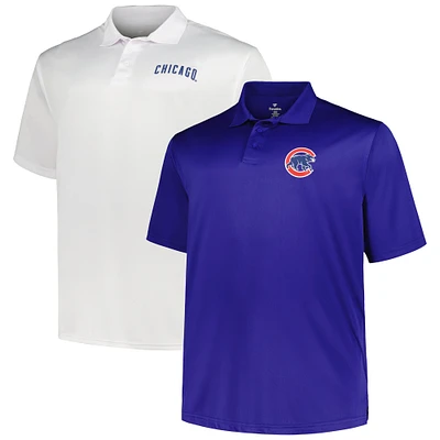 Men's Profile Royal/White Chicago Cubs Big & Tall Two-Pack Solid Polo Set