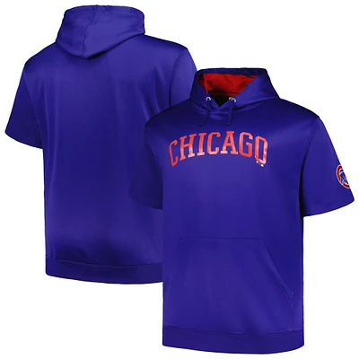 Sweat à capuche contrasté manches courtes pour homme Profile Royal Chicago Cubs Big & Tall