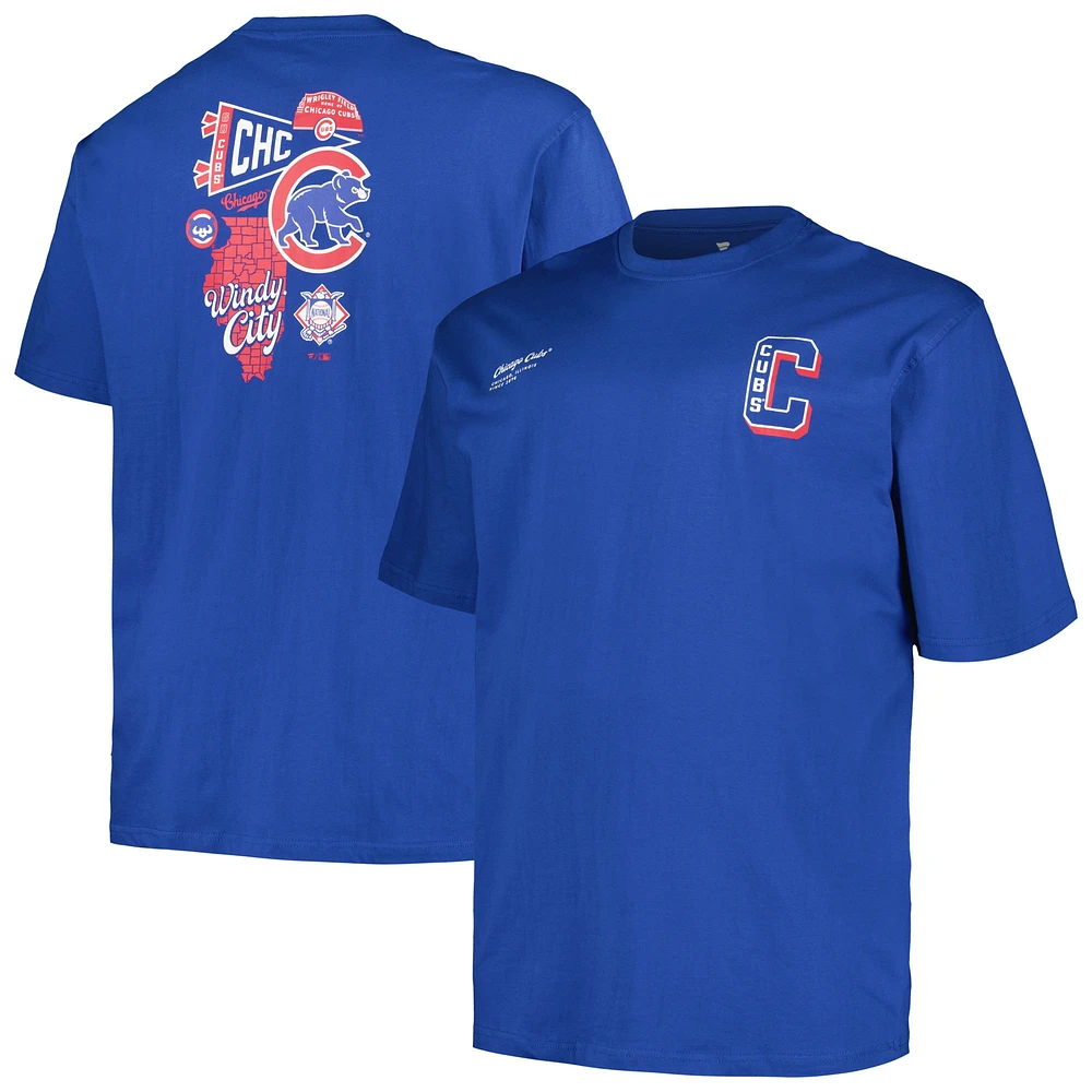 T-shirt Profile Royal Chicago Cubs Big & Tall Split Zone pour hommes