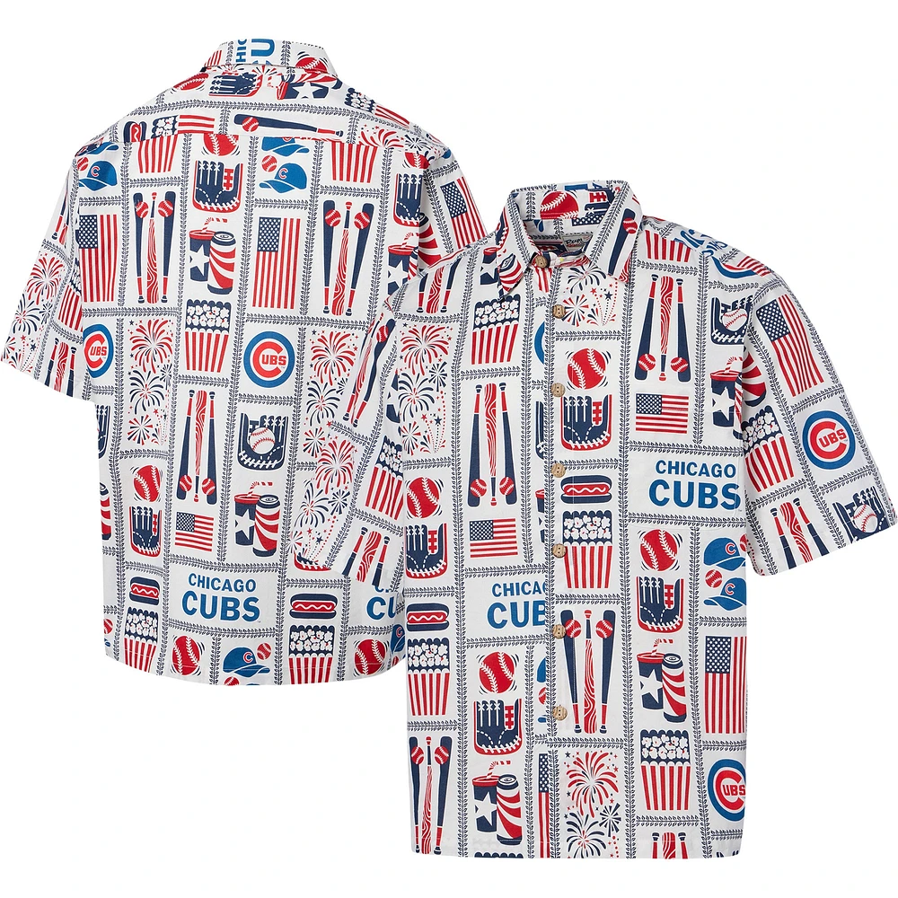 Men's Reyn Spooner White Chicago Cubs Americana Button-Up Shirt