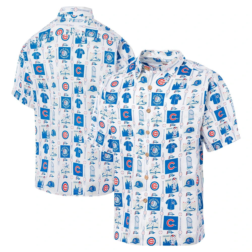 Men's Reyn Spooner White Chicago Cubs Champions Scenic Button-Up Shirt