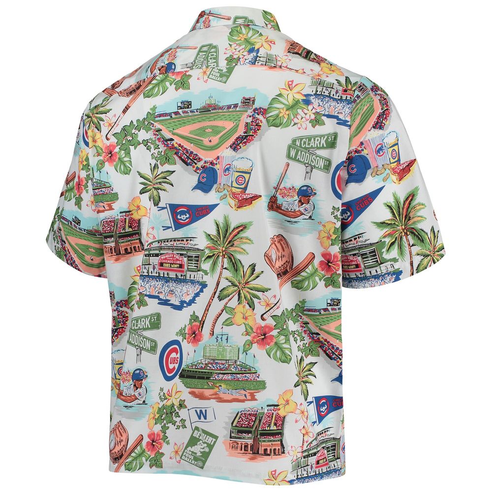 Men's Reyn Spooner White Chicago Cubs Scenic Button-Up Shirt