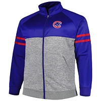 Men's Royal/Heather Gray Chicago Cubs Big & Tall Raglan Full-Zip Track Jacket