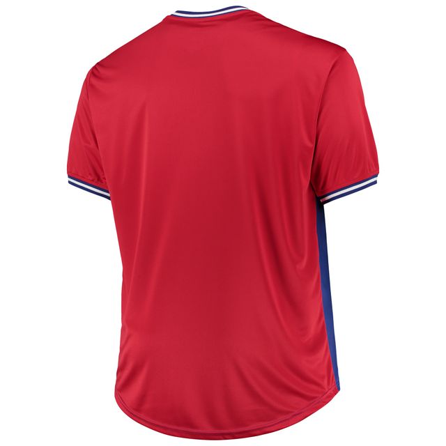 T-shirt uni col en V Chicago Cubs bleu royal/rouge pour homme